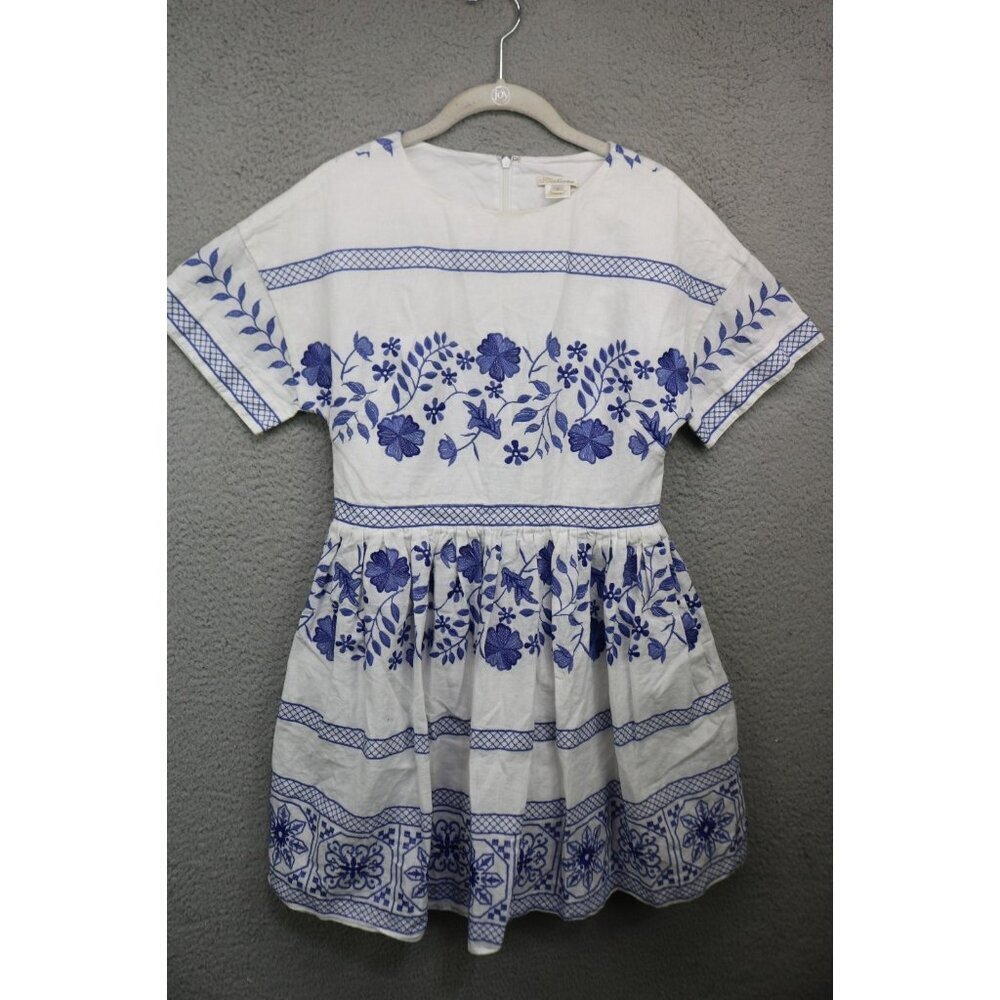 Shoshamma Amparo Linen Blend Embroidered A-Line Dress-Size 2-Cottagecore-Pockets